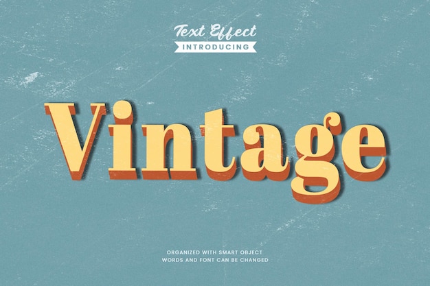 PSD 3d vintage editable text effect retro typography style