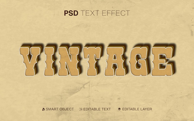 PSD 3d vintage editable text effect