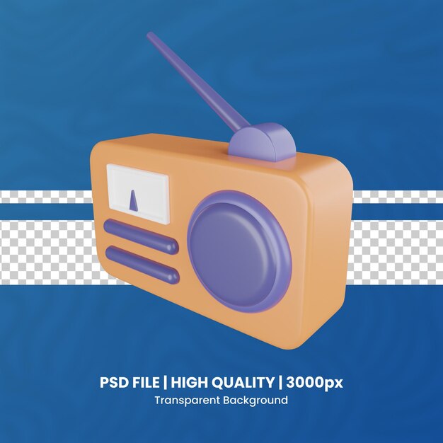 PSD 3d vintage radio высокое качество транспарентного фона радио 3d render icon pack