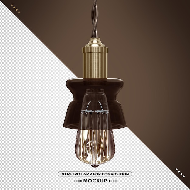 3D vintage retro lamp with brown finish 