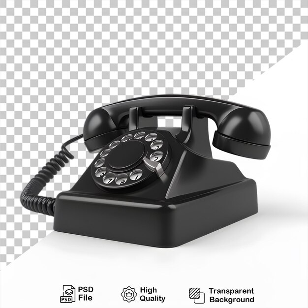 3d vintage telephone cartoon style isolated on transparent background