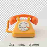 PSD 3d vintage telephone cartoon style isolated on transparent background