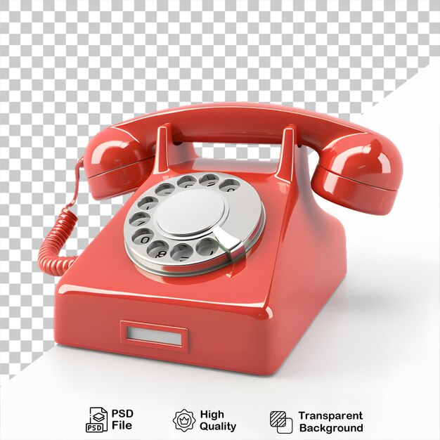 PSD 3d vintage telephone cartoon style isolated on transparent background