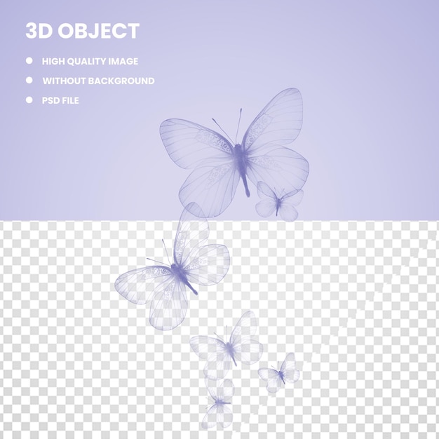 PSD 3 d 紫色の蝶