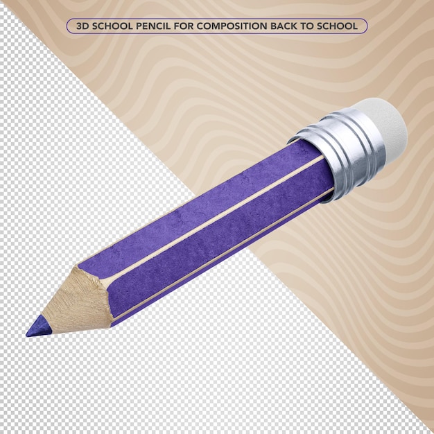 3d violet pencil for back to school