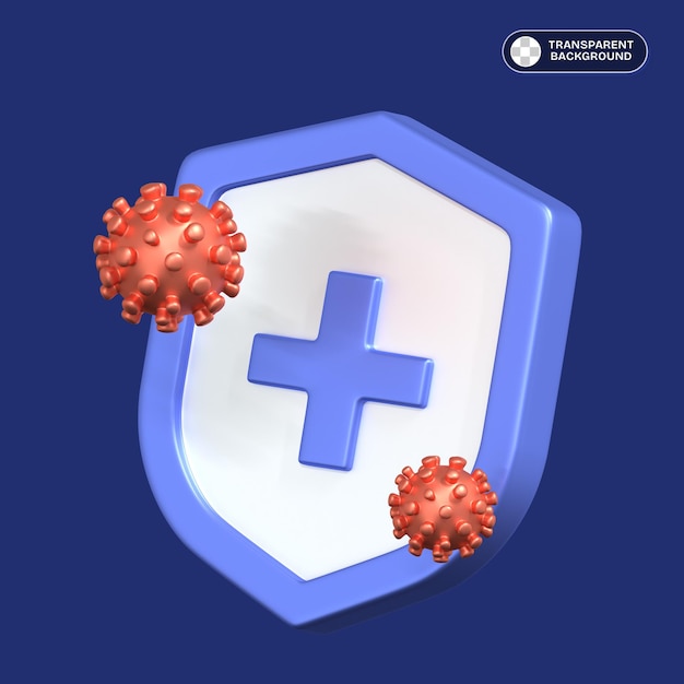 Иллюстрация 3D-вирусного щита для медицинских тематических проектов