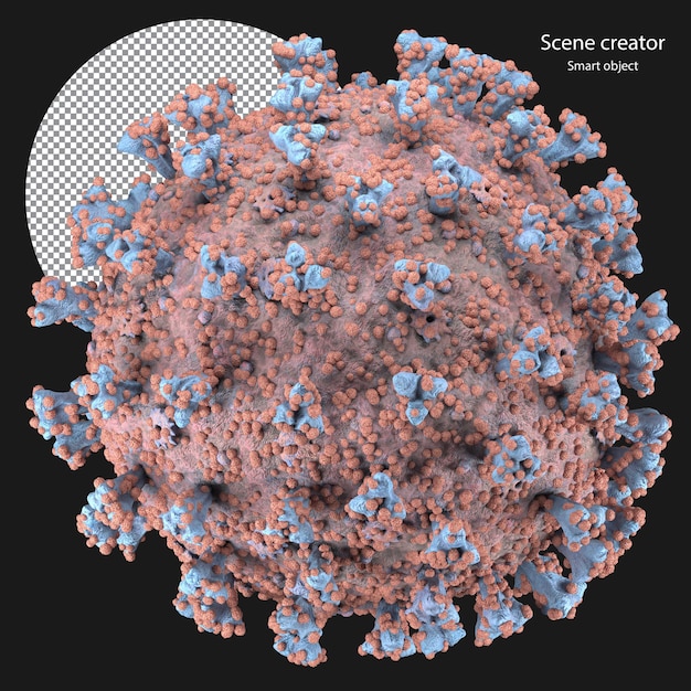 PSD 3d-virusweergave 3d-virus uitknippad 3d-coronavirus