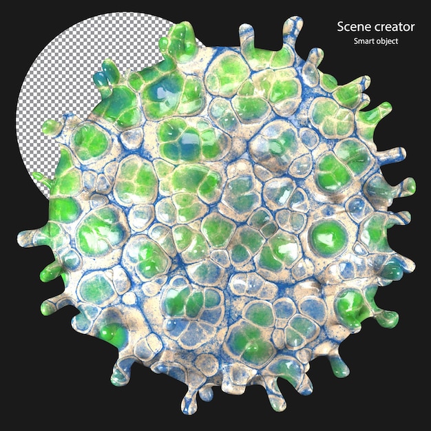 PSD 3d-virusweergave 3d-virus uitknippad 3d-coronavirus