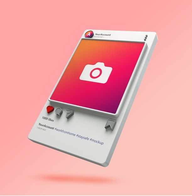 3D visualization of Instagram post mockup