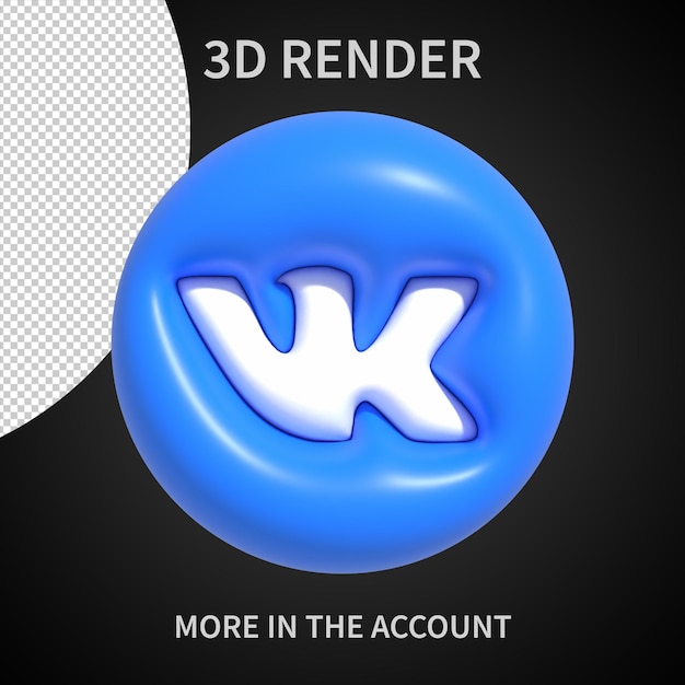 3D VK logo on transparent background