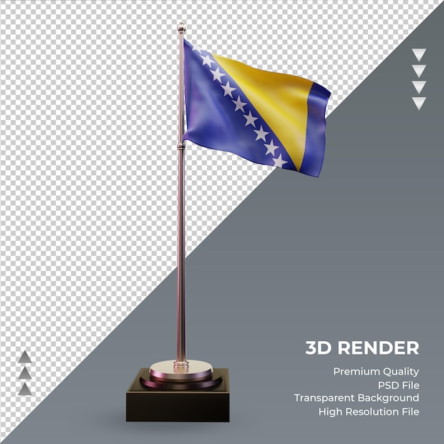 PSD 3d-vlag bosnië en herzegovina rendering vooraanzicht