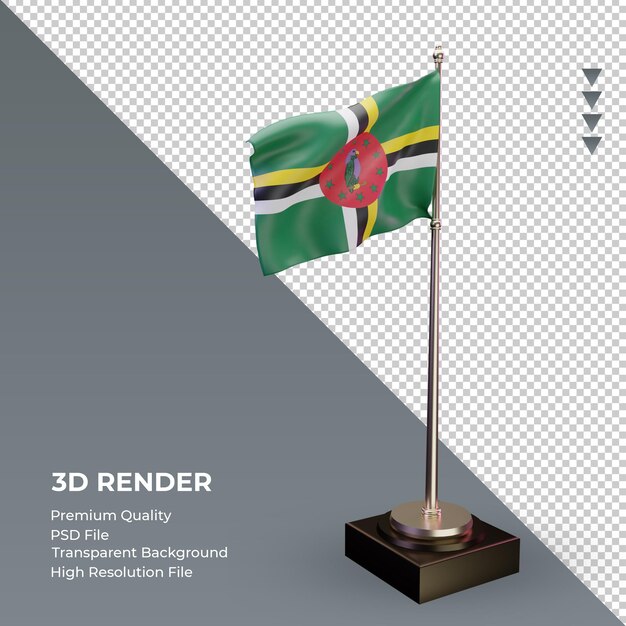 3d-vlag dominica weergave linkeraanzicht