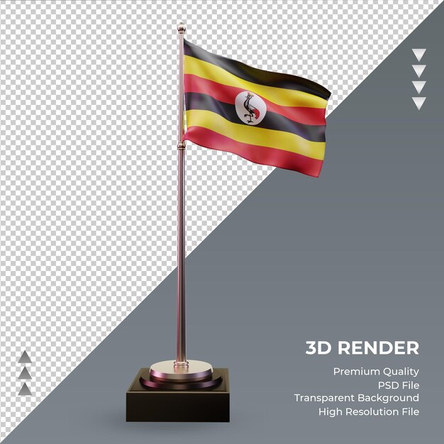 3d-vlag oeganda rendering vooraanzicht