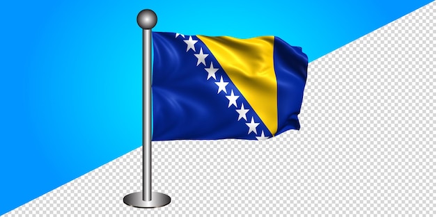 PSD 3d-vlag van bosnië en herzegovina met transparante achtergrond