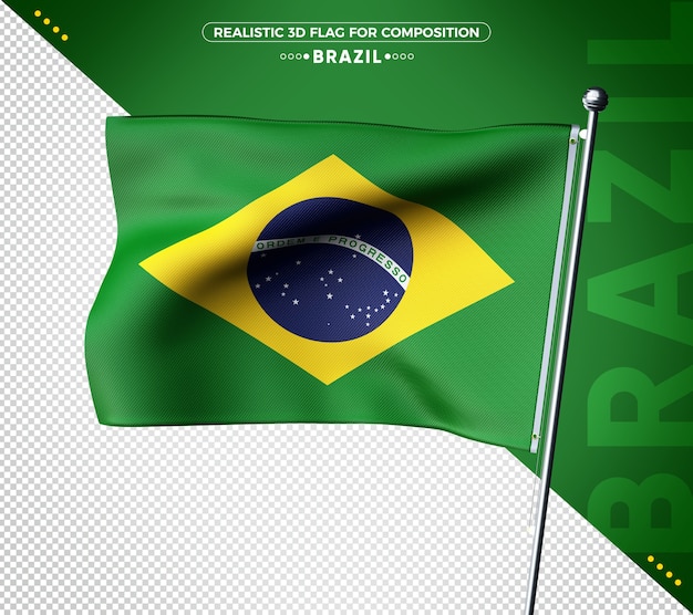 PSD 3d-vlag van brazilië met realistische textuur