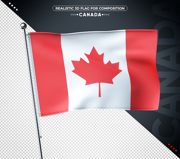 3D-vlag van Canada met realistische textuur