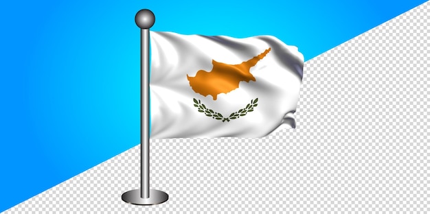 3d vlag van cyprus met transparante achtergrond