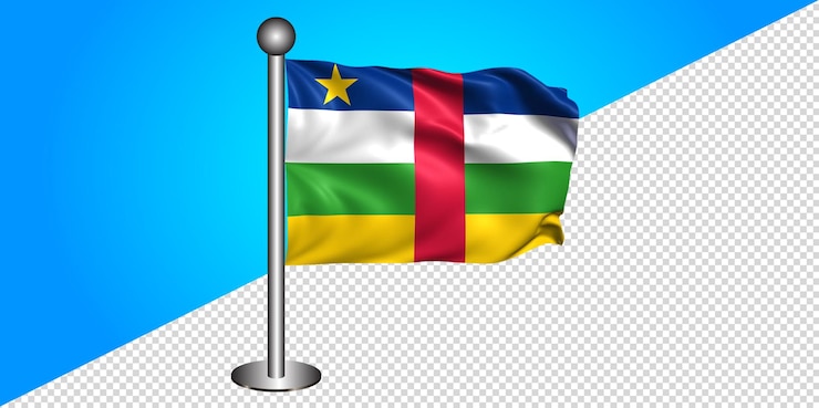 PSD 3d-vlag van de centraal-afrikaanse republiek met transparante achtergrond