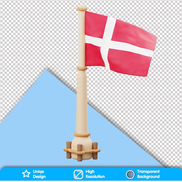 3d-vlag van het land vlag van denemarken