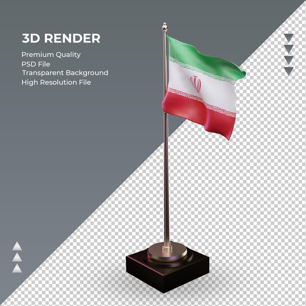 3d-vlag van iran die de juiste weergave weergeeft