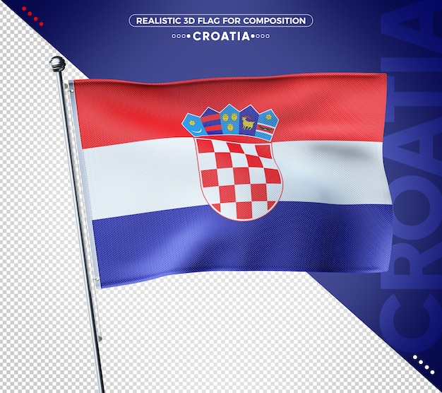 PSD 3d-vlag van kroatië met realistische textuur