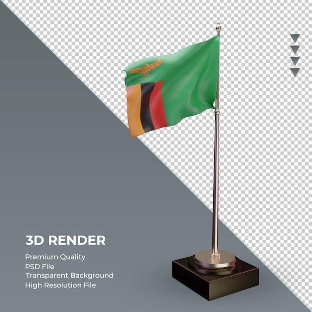 3d-vlag zambia weergave linkeraanzicht