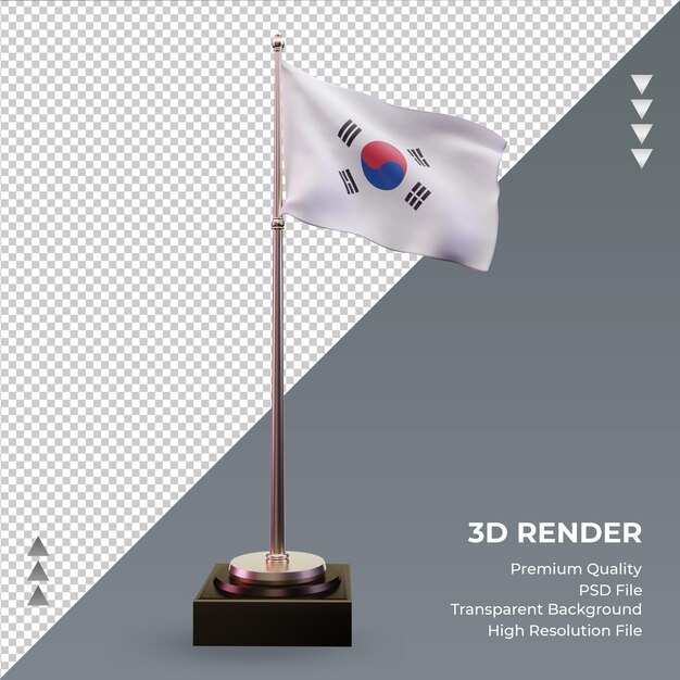 PSD 3d-vlag zuid-korea rendering vooraanzicht