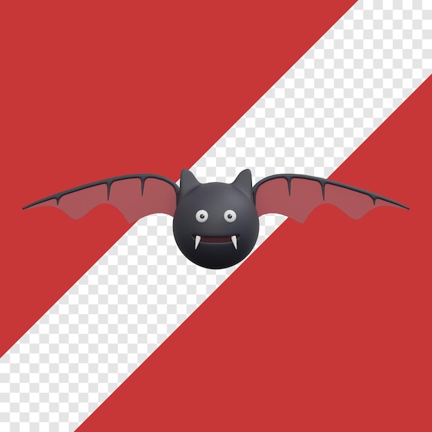 PSD 3d vleermuis halloween griezelige illustratie met transparante achtergrond