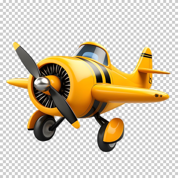 PSD 3d-vliegtuig cartoon stijl geïsoleerd op transparante achtergrond