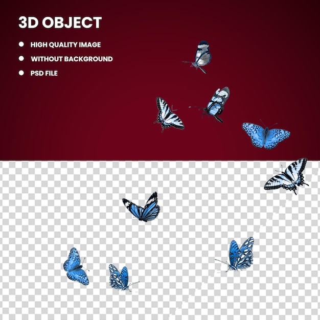 3d vlinder blauwe insecten