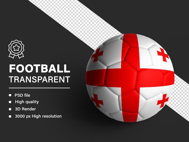 3D-voetbal met de vlag van Georgië geïsoleerd op een doorzichtige achtergrond