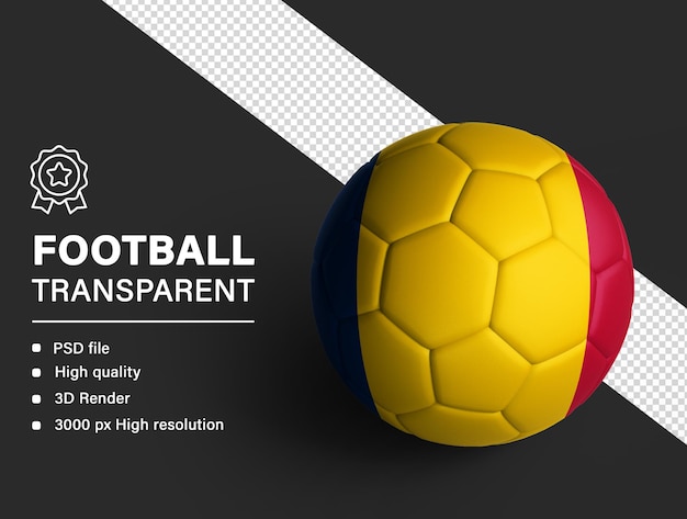 3D-voetbal met de vlag van Tsjaad geïsoleerd op een doorzichtige achtergrond