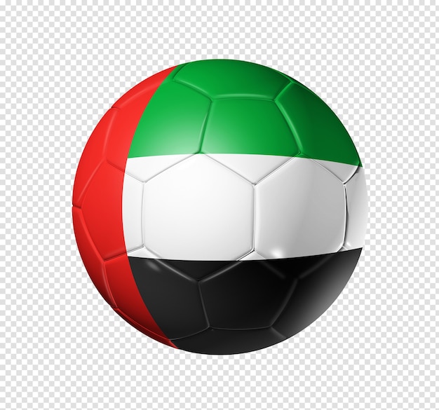 3d voetbalbal met het teamvlag van verenigde arabische emiraten