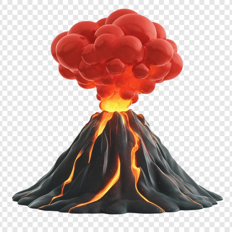 PSD 3d volcano clipart isolated on transparent background