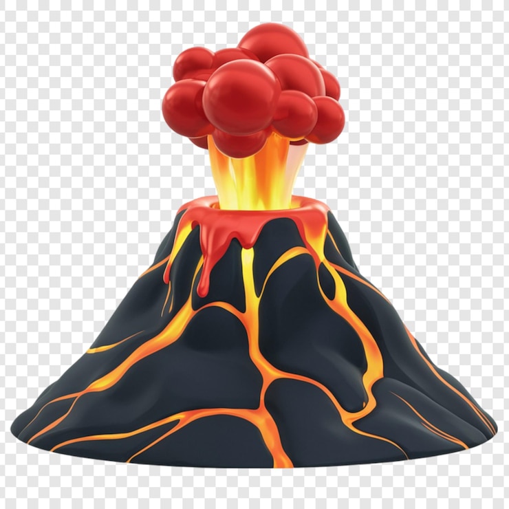 PSD 3d volcano clipart isolated on transparent background