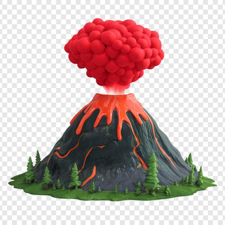 PSD 3d volcano clipart isolated on transparent background