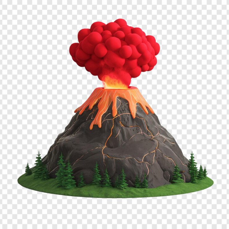 PSD 3d volcano clipart isolated on transparent background