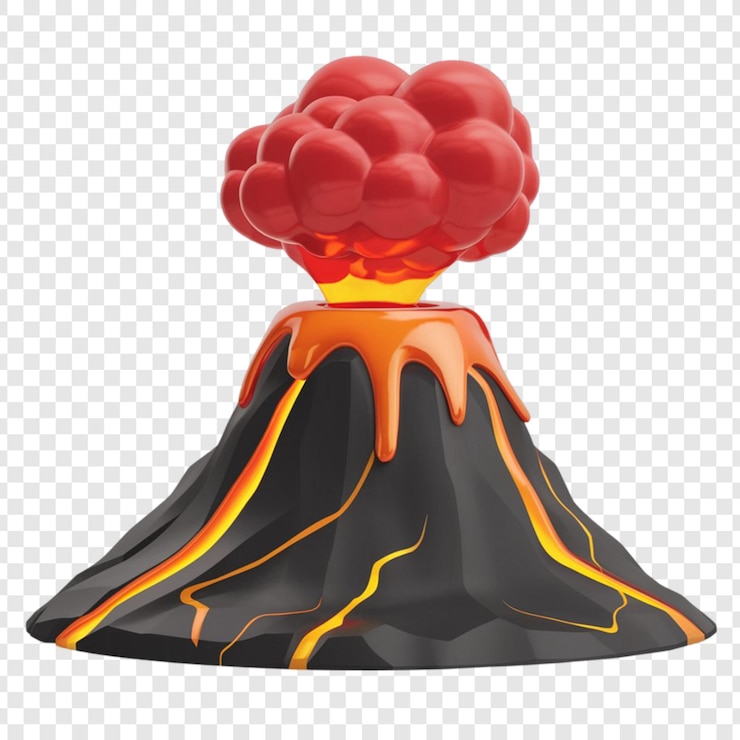 PSD 3d volcano clipart isolated on transparent background