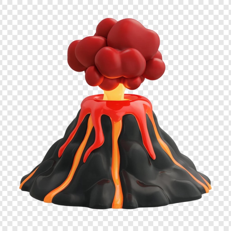 PSD 3d volcano clipart isolated on transparent background