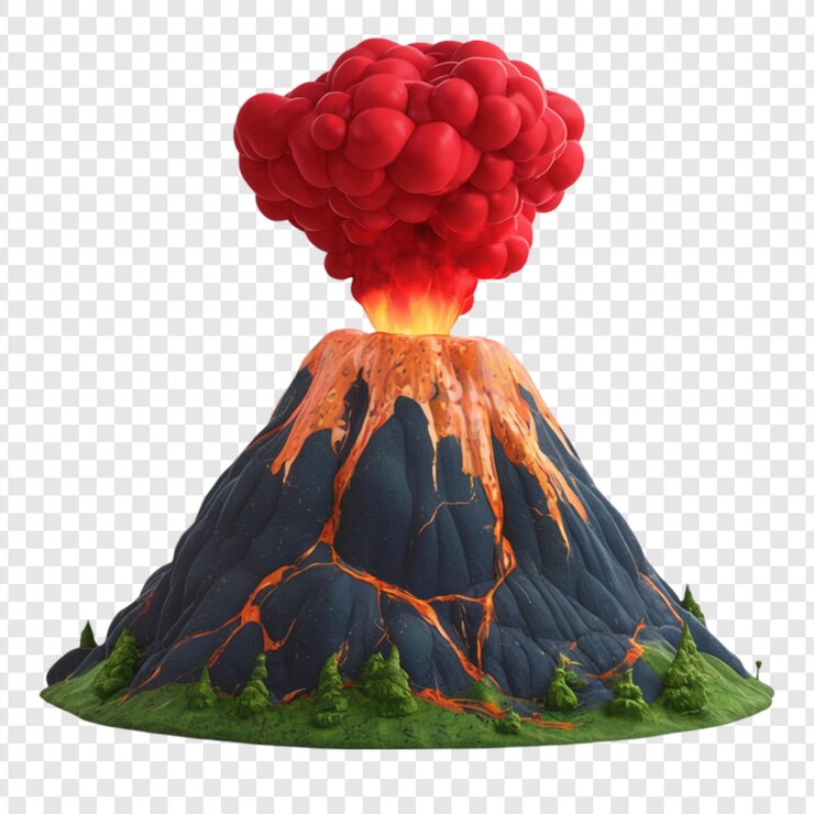 PSD 3d volcano clipart isolated on transparent background
