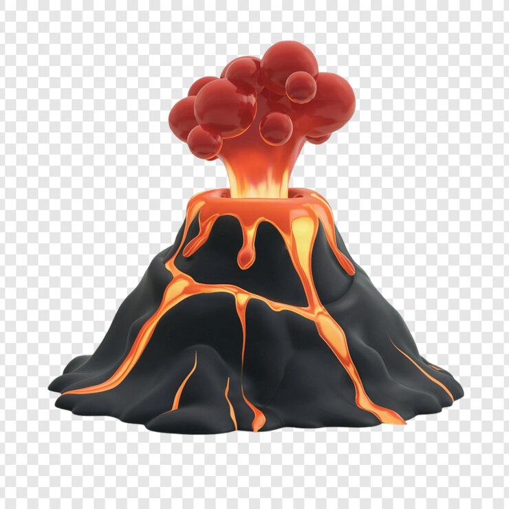 PSD 3d volcano clipart isolated on transparent background
