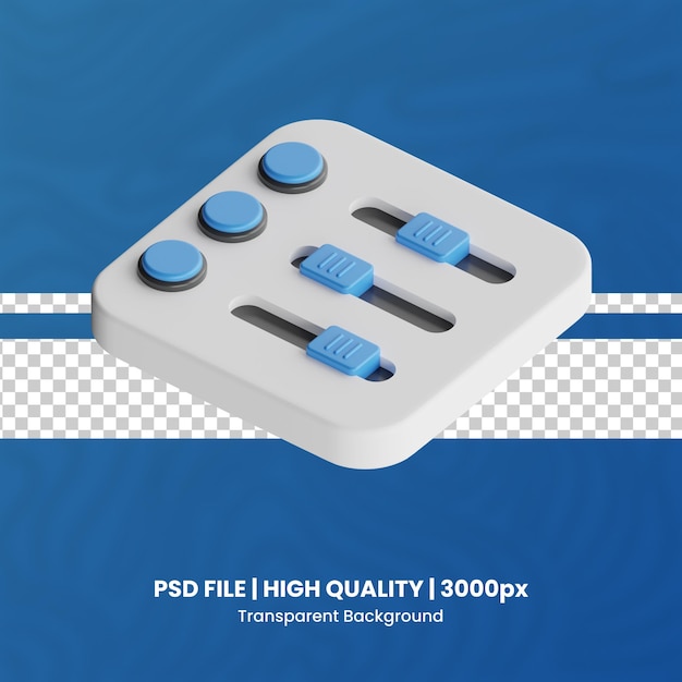 PSD 3d volume mixer hoge kwaliteit renderen transparante achtergrond radio 3d render icon pack