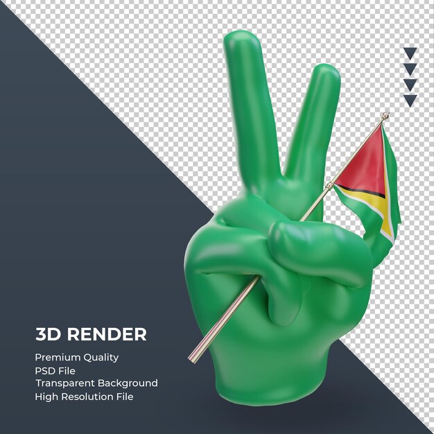 3D-vredesdag Guyana-vlag die linkermening teruggeeft