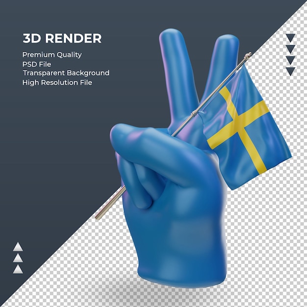 PSD 3d-vredesdag zweden vlag rendering juiste weergave