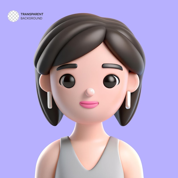 3D vrouwelijke cartoon personage avatar geïsoleerd