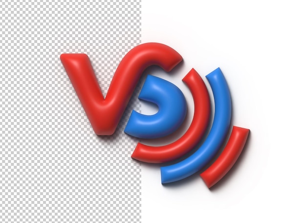 3d vs company lettering tipografico trasparente psd