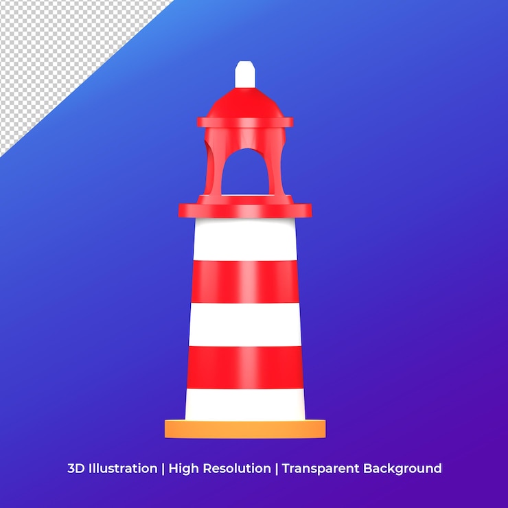 PSD 3d vuurtorenpictogram voor de zomer