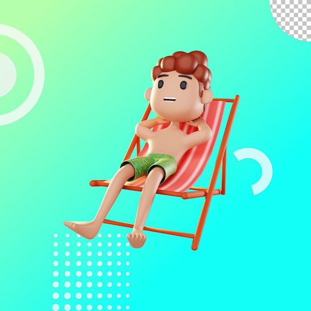 3d wakacje chłopca na plaży ilustracji