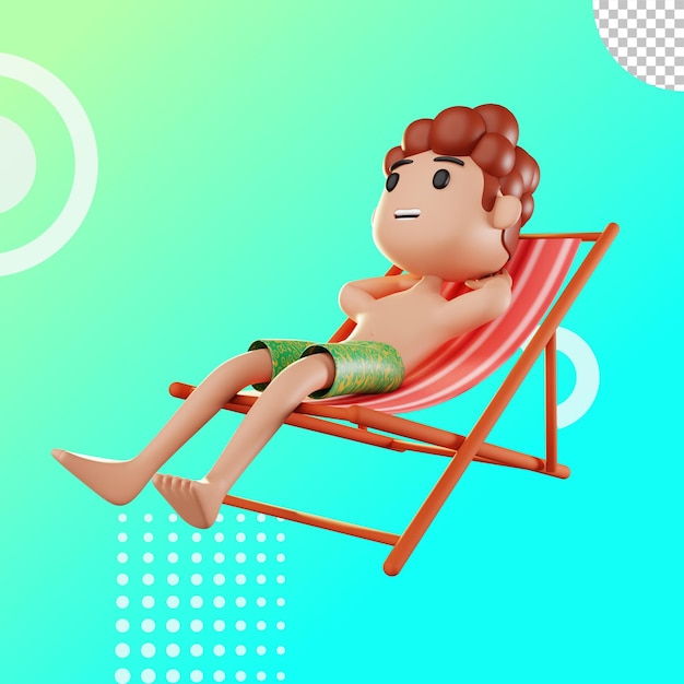 3d wakacje chłopca na plaży ilustracji