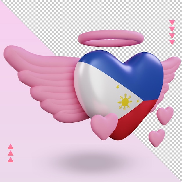 3d Walentynki Miłość Flaga Filipin Renderowania Po Lewej Stronie